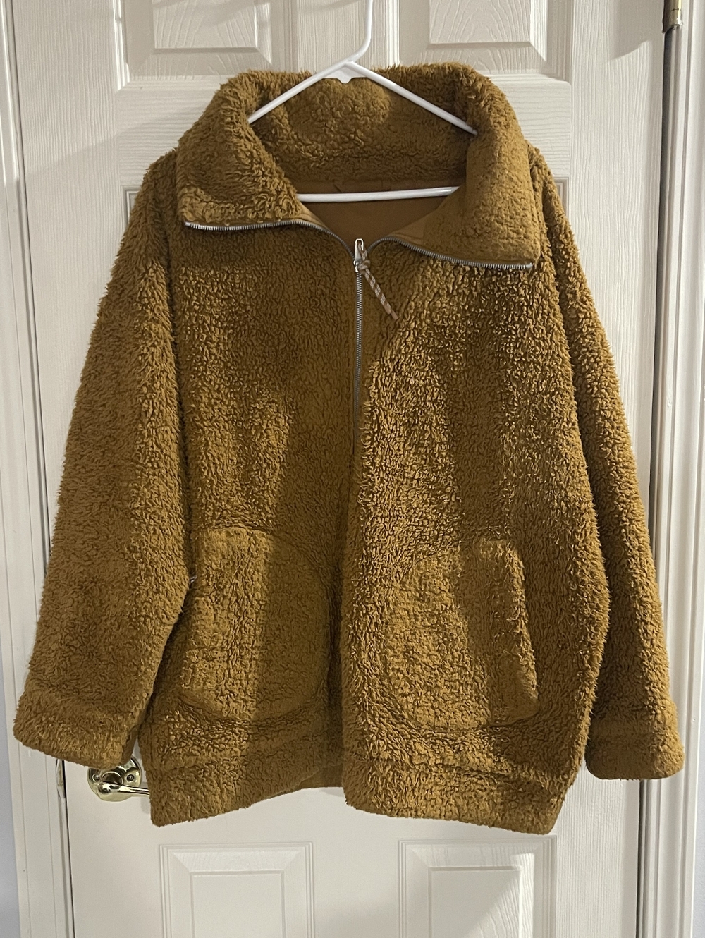 Lululemon Womens Camel Brown Oversized Sherpa Full Zip Pocket Jacket Size 10